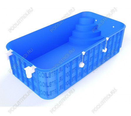 Полипропиленовый бассейн Standart mini. 5х2.5х1.5. угловая r. скиммерный. закругленные. r 500 мм. 8 мм